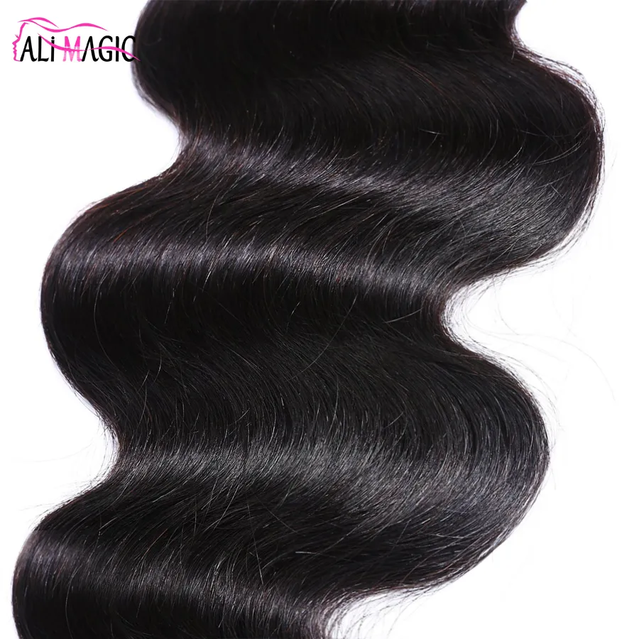 Ali Magic Factory Outlet Brazylijski Ciało Wave Ludzkie Włosy Wiązki Wiązki 3 Wiązki Przedłużanie Włosów 10-28 cal 100% Remy Hair Splot