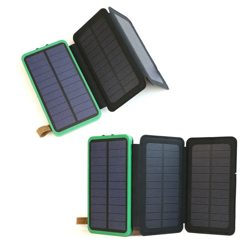 Portable Solar panel Power Bank 20000mAh Rechargeable External Battery Foldable Phone Charger for iPhone Samsung HTC Sony LG