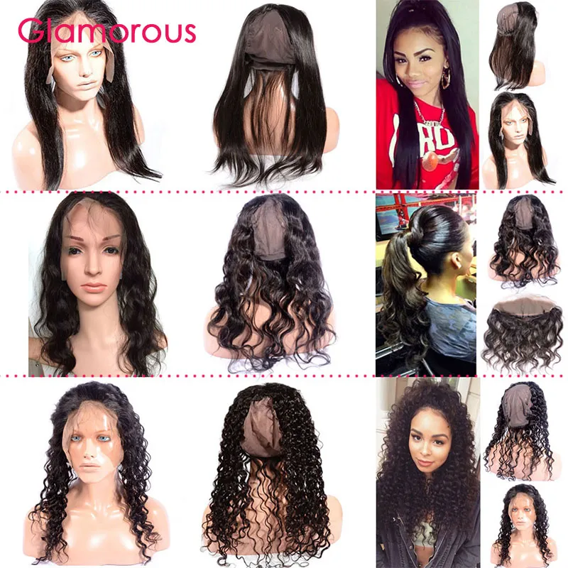 Glamorous 360 Lace Frontal with Cap Brazilian Hair 360 Closure Body Wave Straight Human Hair Frontal 22x4x3