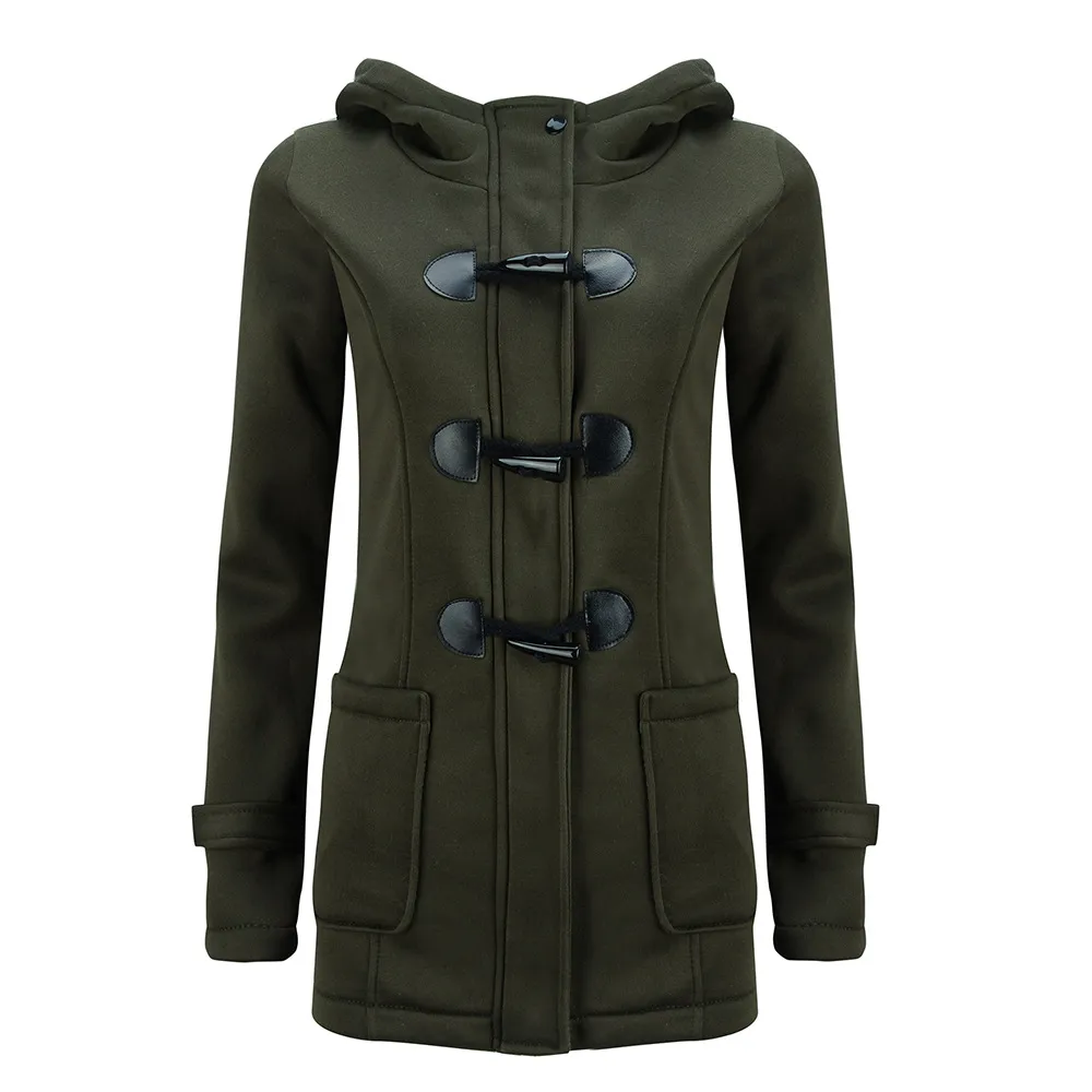 卸売 -  2016秋冬女性ソリッドパーカーロングジッパーポケットフード付きコートフリーストレンチ10色