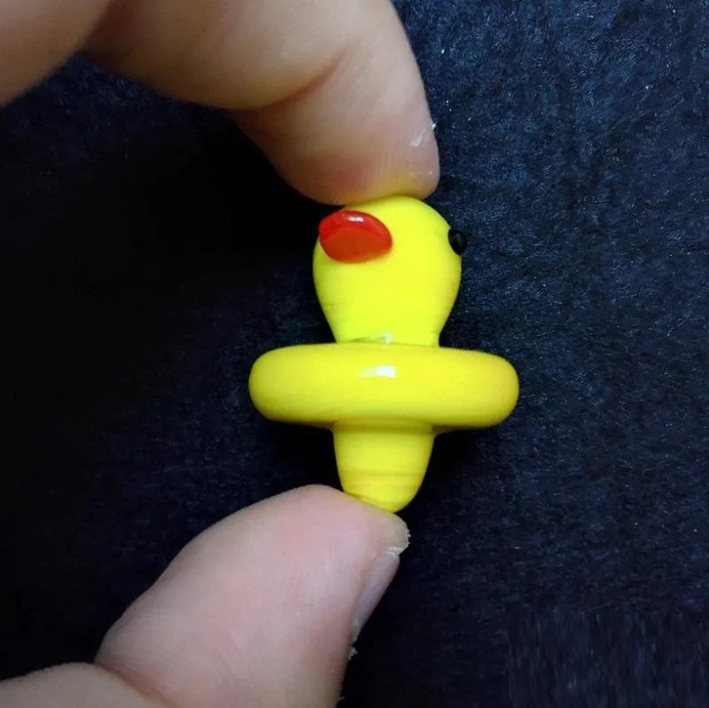 Duck UFO Carb Cap Vetro colorato solido Giallo Duck dome 24mm 4mm Thermal P Quartz banger Nails bong tubi dell'acqua in stock