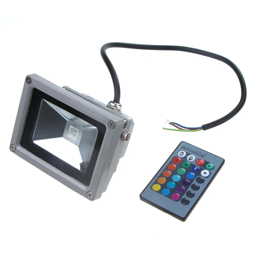 10W Outdoor RGB LED Flood Light Wodoodporna Lampa IP66 z 24 kluczowym pilotem AC 110-240V energooszczędna lampa światła