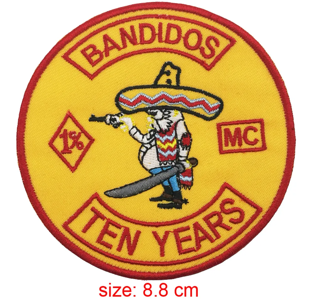 Bandidos Bandidos Cheap Diez años Motorcycle Biker Club MC Ropa delantera Aplicación de ropa de parche bordado en insignias