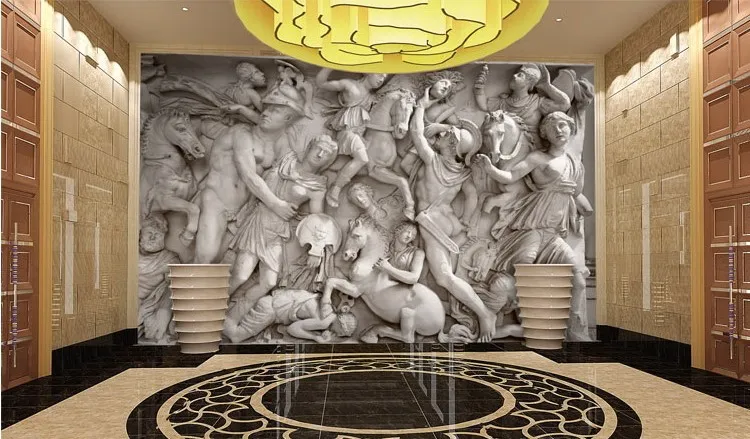 Niestandardowe foto tapety 3d europejskie posągi rzymskie sztuki tapeta restauracja retro sofa tło tapety ścienne malowanie ścienne