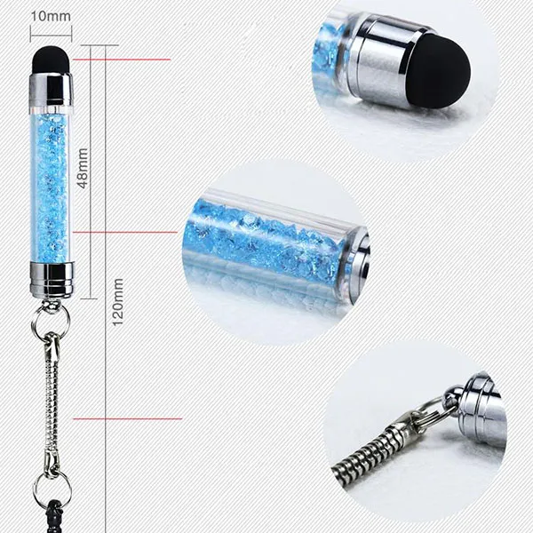 300 stücke bling diamanten klar touchscreen stift kristall stylus für iphone 6 plus 4 s 5g samsung s3 s4 + 3,5mm staubstecker stil