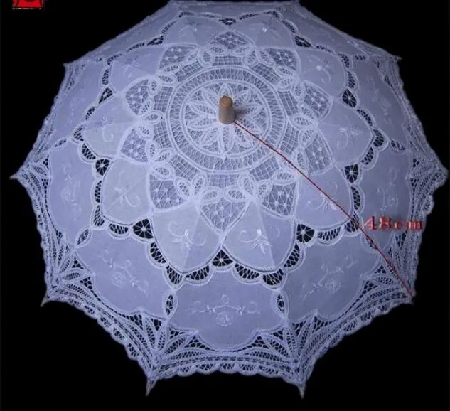 Battenburg Lace Parasol and Fan Sun Umbrella Set Bride Taille adulte Vintage