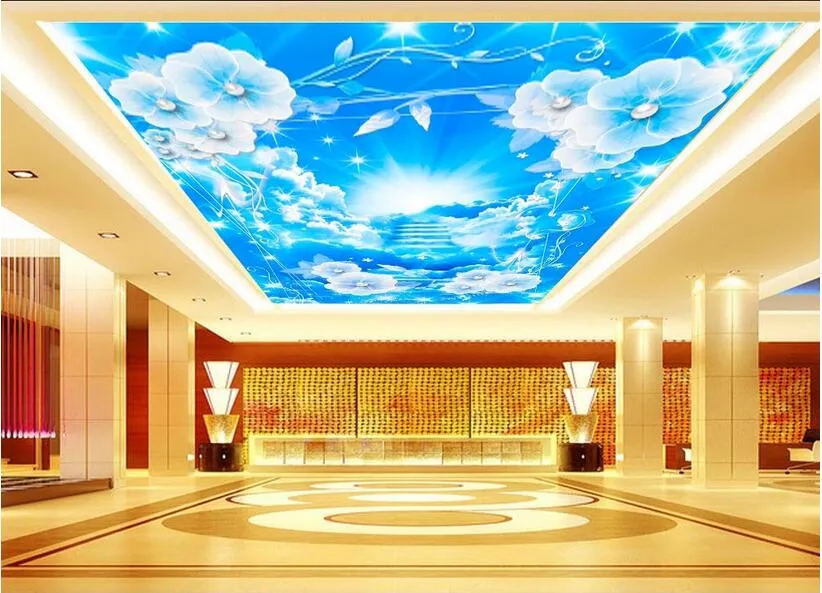 3 d天井の壁画の壁紙注文の壁画青い空の花3D壁の壁画のための壁紙の壁紙の家の装飾絵画