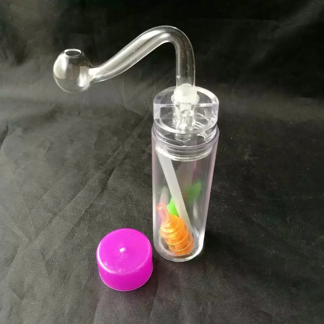 Color Acrylic Handle Hookah Glass Bongs Accessories , Glass Smoking Pipes colorful mini multi-colors Hand Pipes Best Spoon glass Pipe