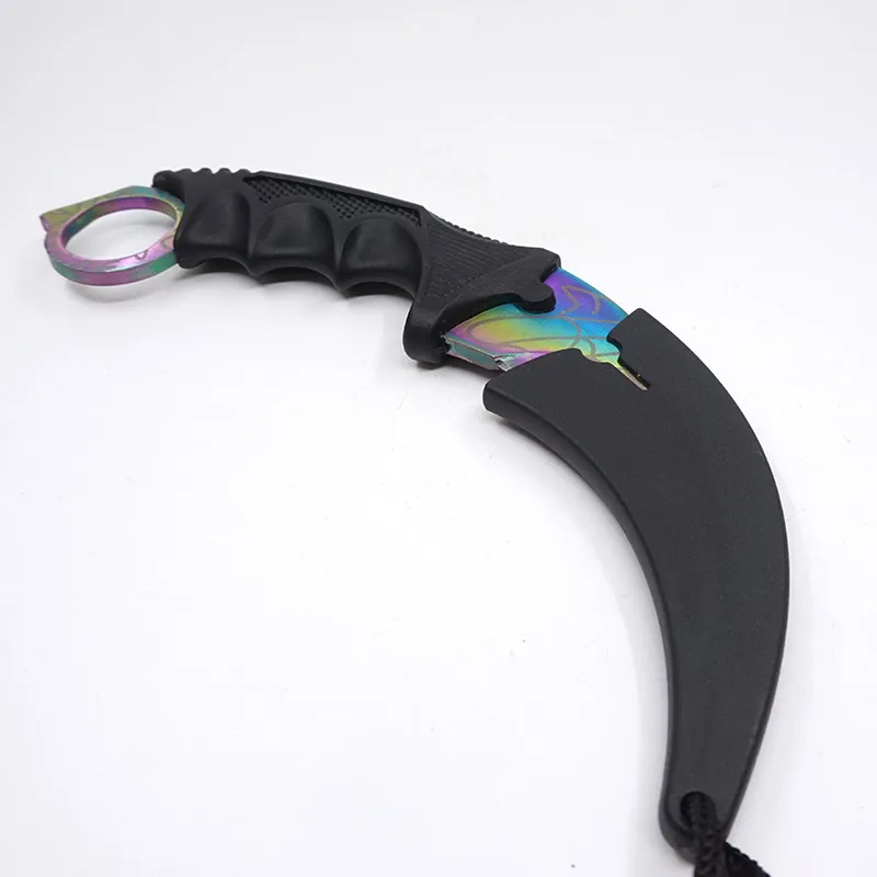 Counter Strike CS GO Couleur Titane Couteau de Survie Couteau Karambit Lame Fixe En Acier Inoxydable En Plein Air Traning Rescue Camping Outils