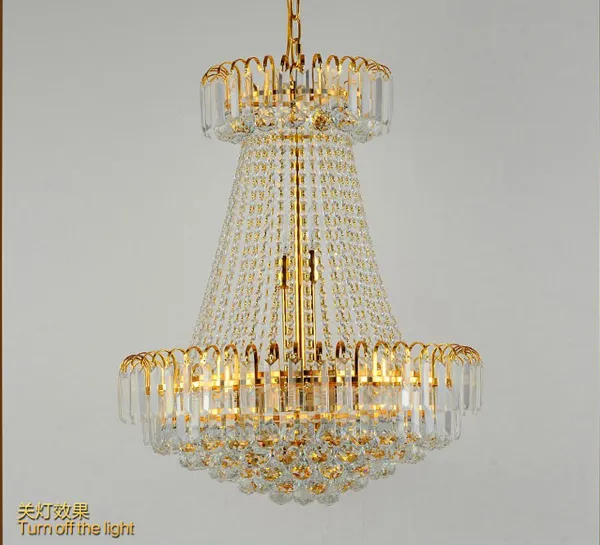 Amerykańskie kryształowe żyrandole światła LED Modern Gold Crystal żyrandol Long Droplights Home Indoor Foyer Hotel Club Lobby Hall Lighting