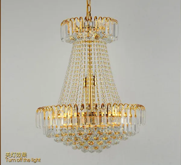 American Crystal Chandeliers Lights Fixture LED Modern Gold Crystal Chandelier Long Droplights Home Indoor Foyer Hotel Club Lobby Hall Lighting