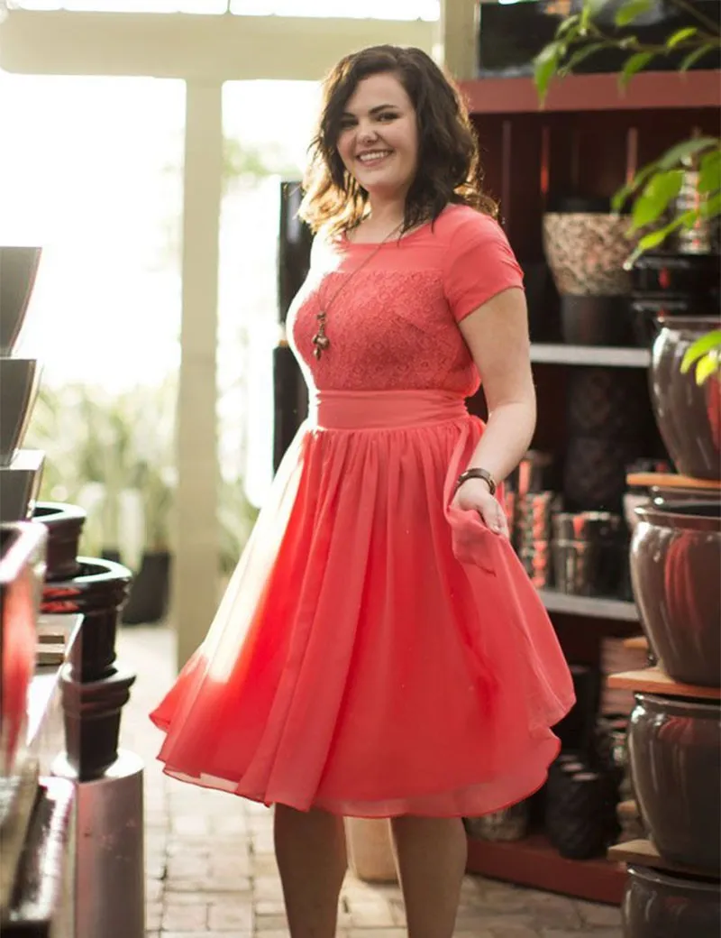 coral plus size dress