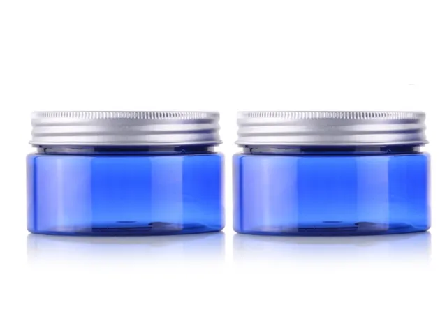 Brand new 100g round blue color empty Plastic Cream mask PET bottles jars containers for cosmetic packaging skin care cream tin 100ml