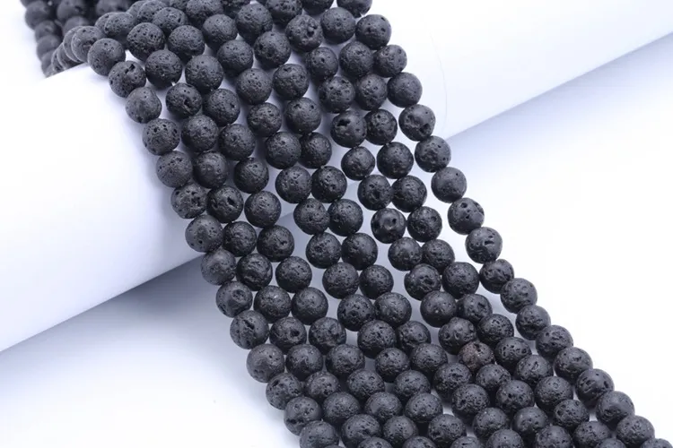 Fashion DIY Accessories Lava Rock Loose beads Black gem Natural stone Beads For women bracelets jewelry making wholesale Bulk 