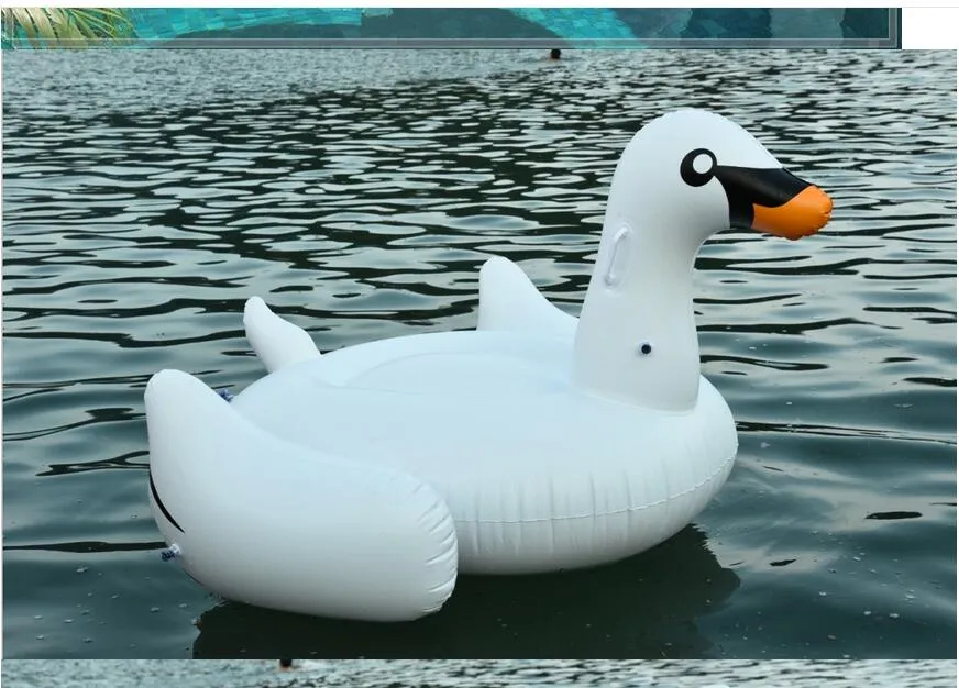 1.5 M Giant Swan Pool Toys Opblaasbare Float Flamingo Drijvende Ponton Drijft voor volwassenen en kinderen met retailpakket