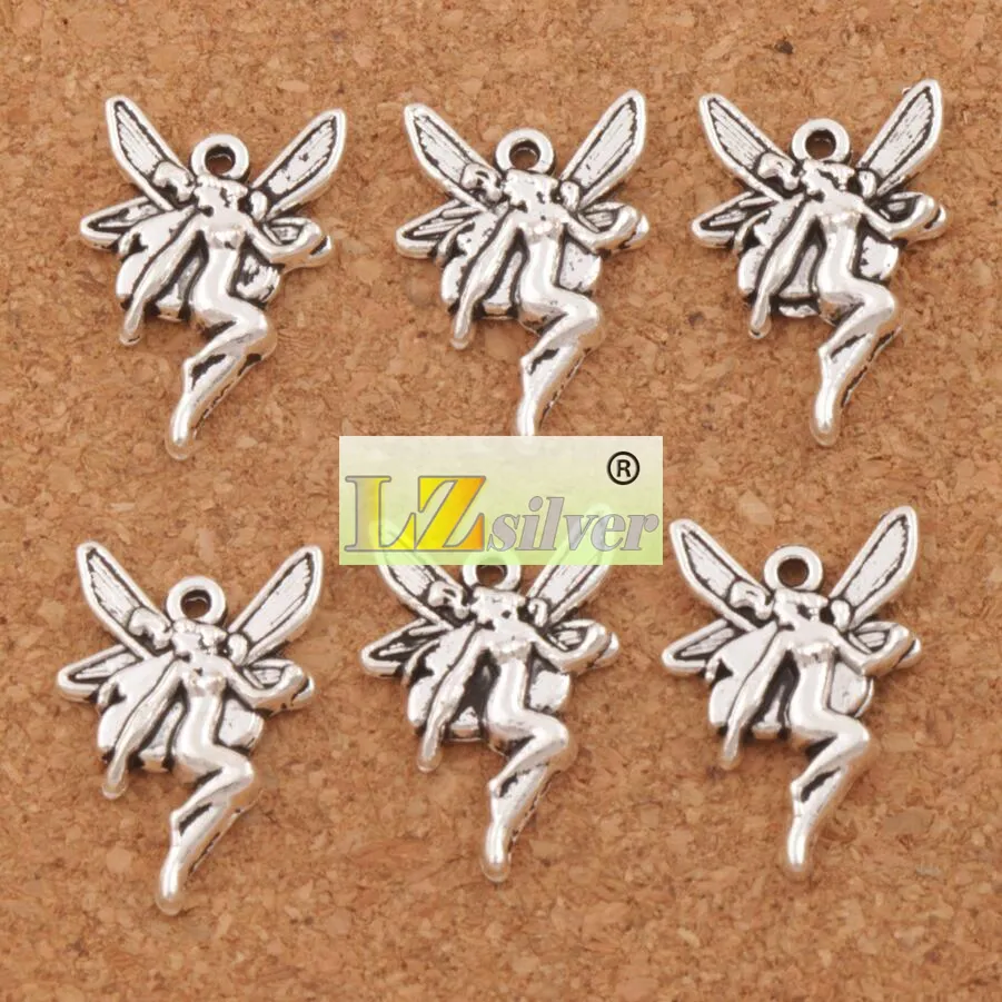 Uçan Melek Peri Charms Kolye 200 adet / grup 22x14.7mm MIC Antika Gümüş Takı DIY L195 LZsilver