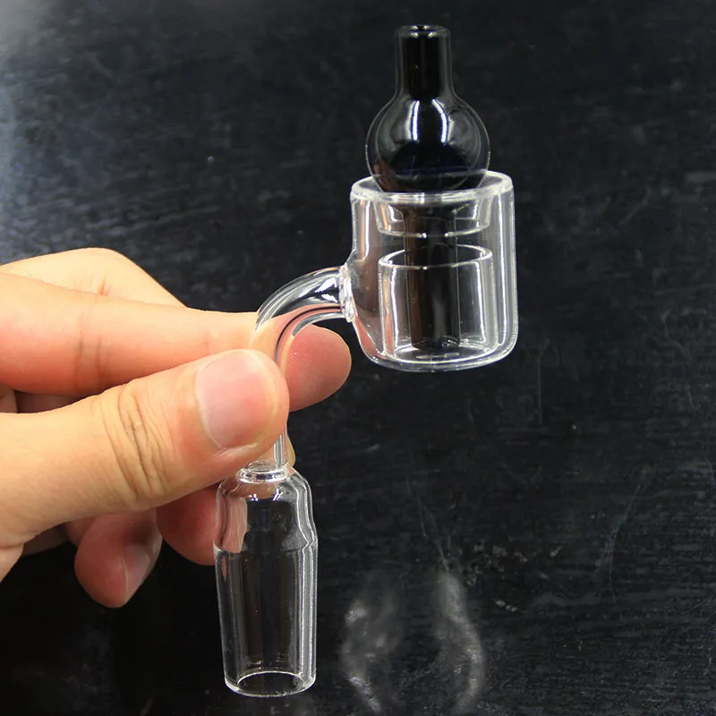 Set XXL Quartz Thermal Banger+Bubble carb cap 10mm 14mm 18mm Double Tube Quartz Thermal Banger Nail thermal P Banger glass bong