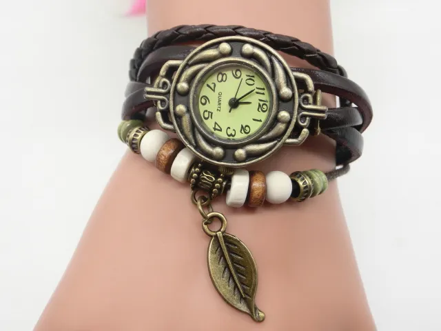 Wholesale Mix Tree Leaf Pendant watch women bracelet quartz watches ladies wristwatches LP006