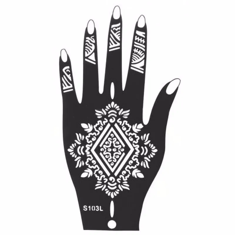 Groothandel-Nieuwe 1 stks India Henna Tijdelijke Tattoo Stencils voor Hand Been Arm Feet Body Art Template Body Decal voor Wedding NB137 Gratis verzending