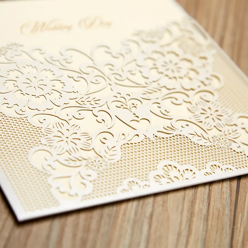 Bröllopsinbjudningar Set Elegant Bröllop Inbjudningar Inbjudningar Inbjudningar Laser Cut Inbjudningskort Kort Smört Birthday Bröllopsfestinbjudan