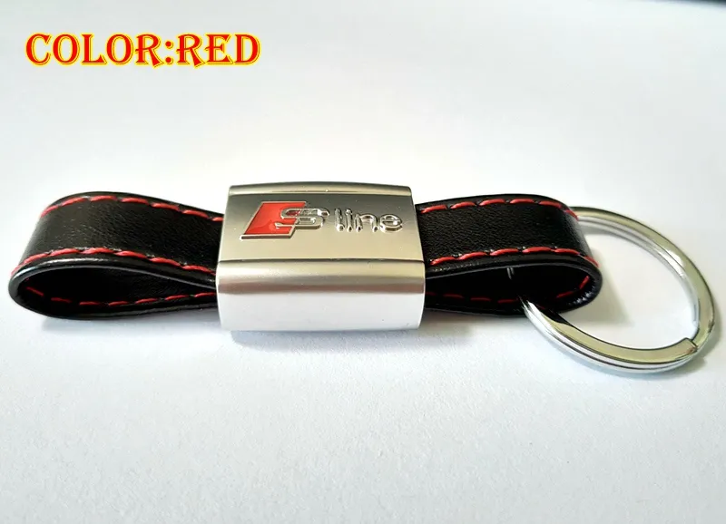 Porte-clés de voiture en cuir PU porte-clés anneaux Fob convient pour Audi voiture Sline RS Logo porte-clés A3 A4 A5 A6 A8 TT RS Q5 Q7Carstyling