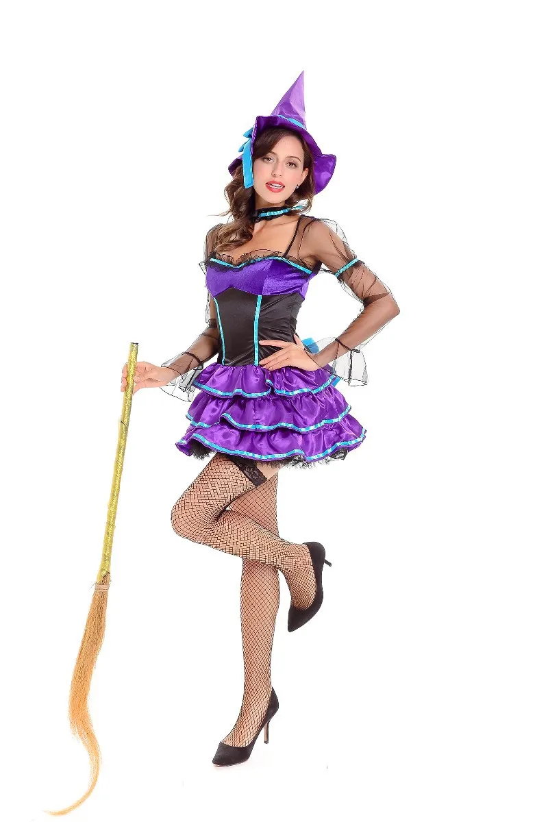 Belle robe de princesse de conte de fées violette, vêtements de fête d'halloween, elfe de la forêt, sorcière, Costume de spectacle sur scène