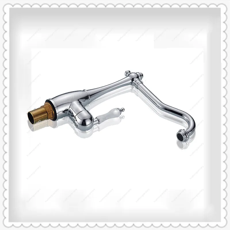 Wholesale And Retail Long Spout Single hole basin mixer With Brass Chrome And Porcelain Handle / Long Spout hydrant HS425