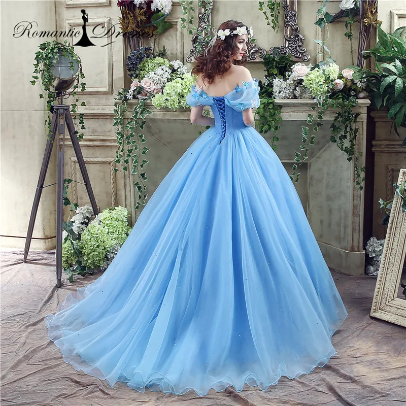 Abiti da sposa blu cosplay abiti da festa le ragazze abiti da ballo organza abiti da sposa romantici da sposa in magazzino1817803