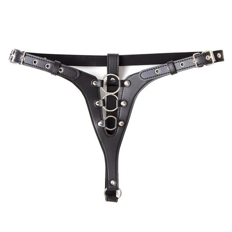 Leather Female Chastity Belt Devices Fetish Underwear Short Erotic Panty Pants Bondage Restraints With Lock Black