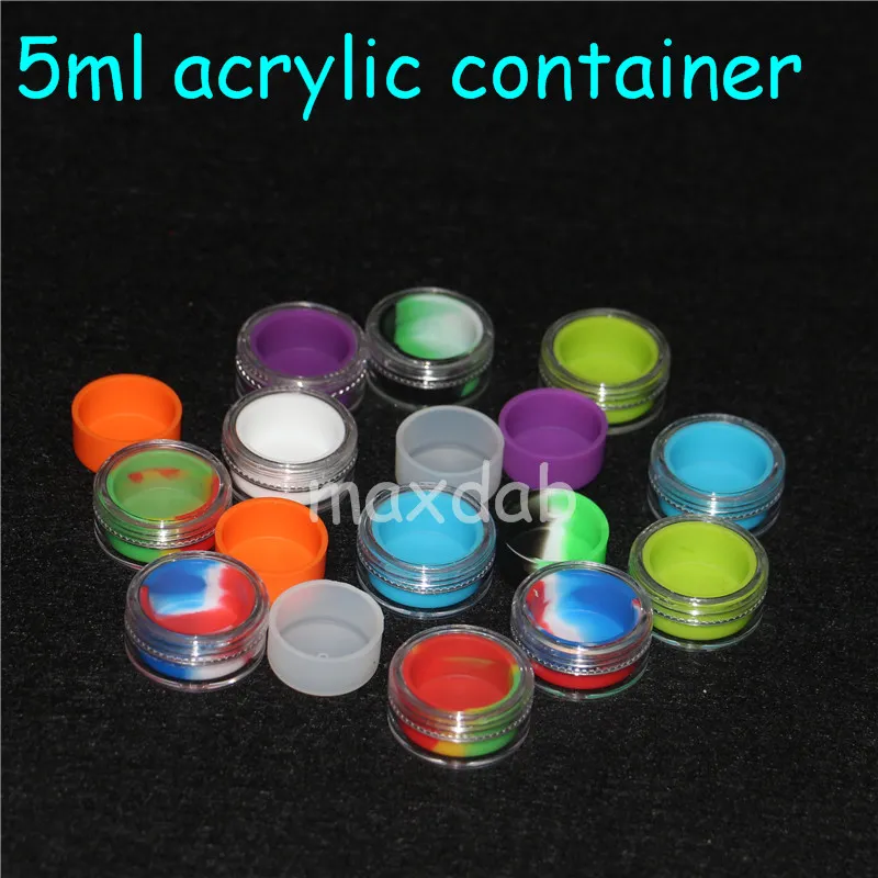 Boîte de support de cire en plastique acrylique transparent e liquide, mini pots de bho en acrylique de 5 ml, pots en silicone, vaporisateur de cire, récipient d'huile, pot en silicone