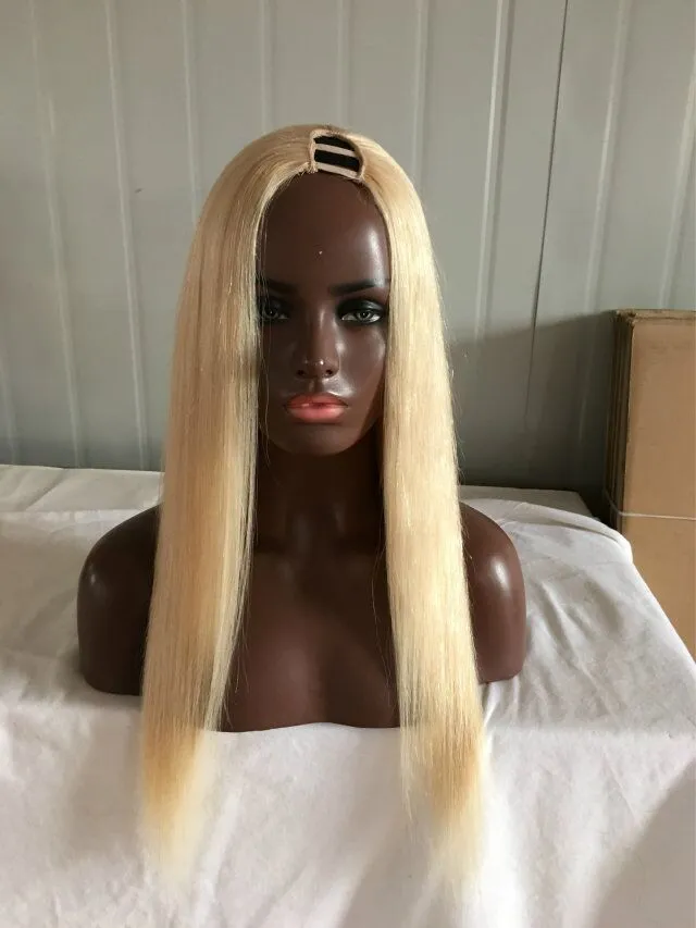 613 lightest blonde u part wigs grade 7a brazilian virgin hair 130 density silky straight human hair upart wig for white women