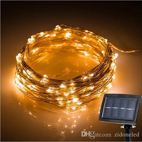 150 Leds Extérieure LED Guirlande Lumineuse Énergie Solaire Fil De Cuivre Guirlande Lumineuse Cour Fête De Mariage Jardin Lumière De Noël Décoration