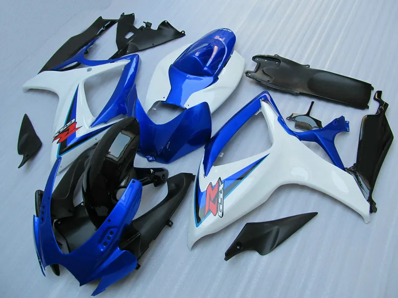 Personaliseer voor Suzuki GSXR 600 750 FUNING KIT GSXR600 GSXR750 HOOFDINGEN 2006 2007 06 07 BLAUWE WITTE HIJLINGEN