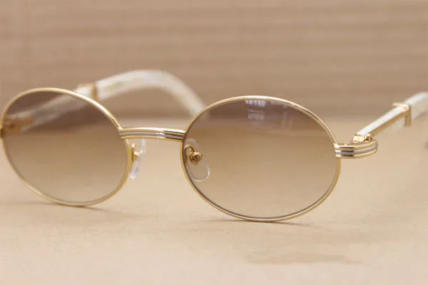 النظارات الشمسية العلامة التجارية الشهيرة الأبيض بافالو القرن نظارات ريترو خمر النظارات المستديرة النظارات الشمسية أكبر أزياء 57MM مع القضية الأصلية