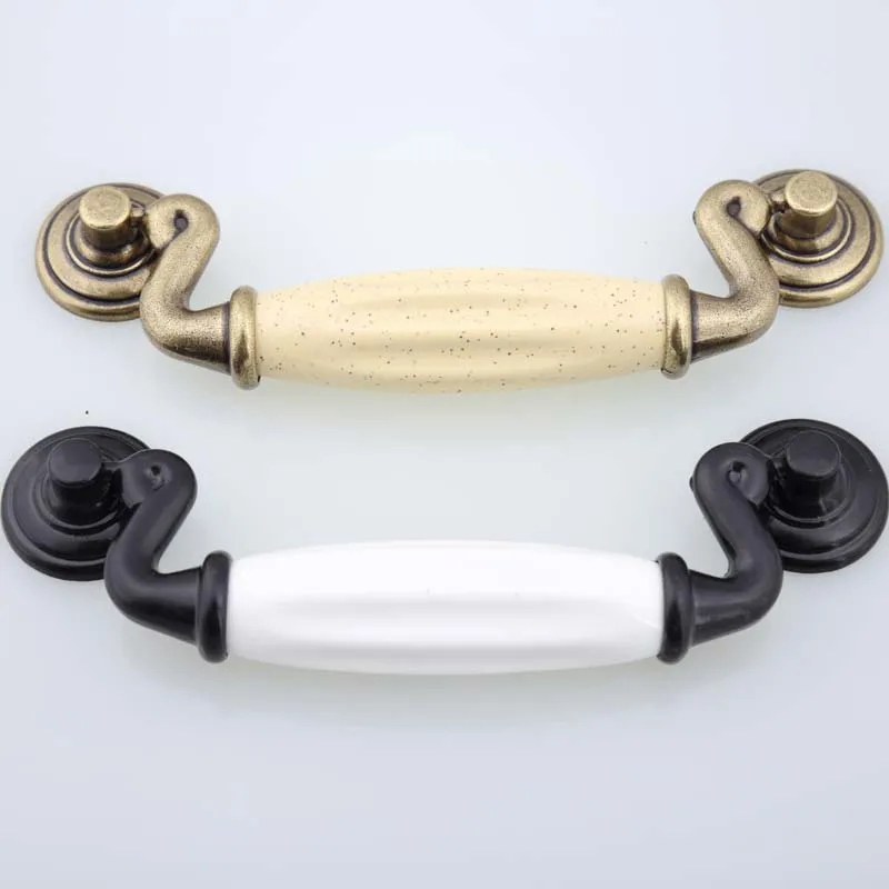 4.5" white black drawer cabinet pulls knobs 115mm bronze ceram ceramic dresser door handles modern simple retro furniture handle