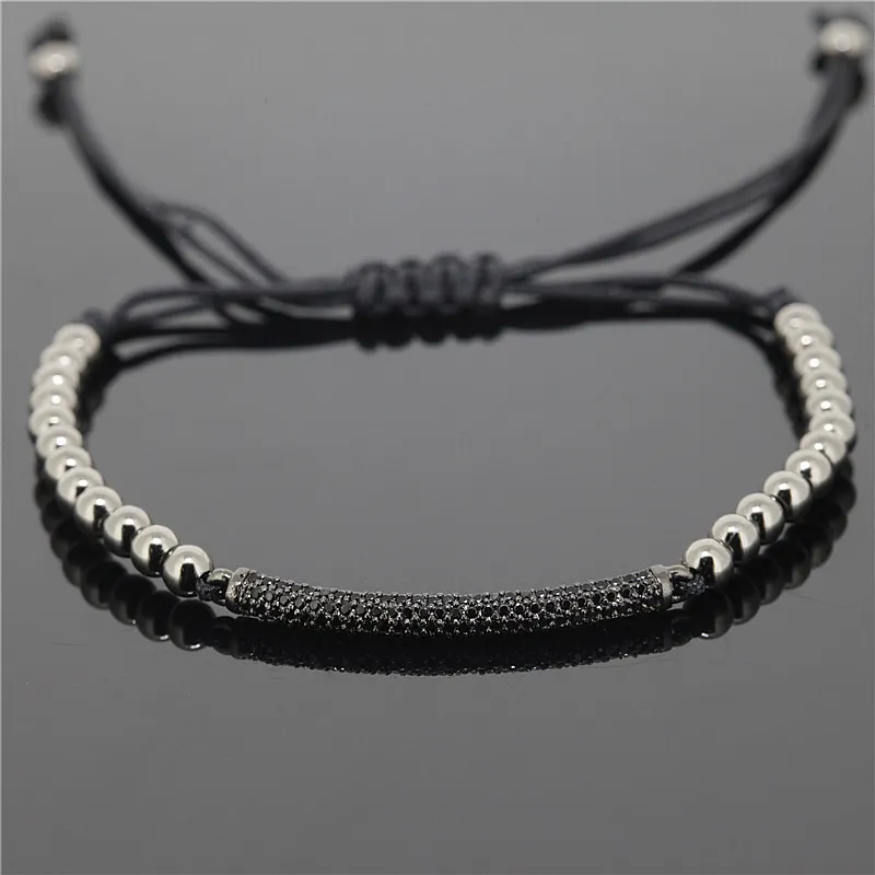 Atacado-1PC Moda ANIL ARJANDAS MICRO PEVE CZ CHZ Pulseiras Masculinas Famosas Trendy Trançado Beads Macrame Braceletes Jóias