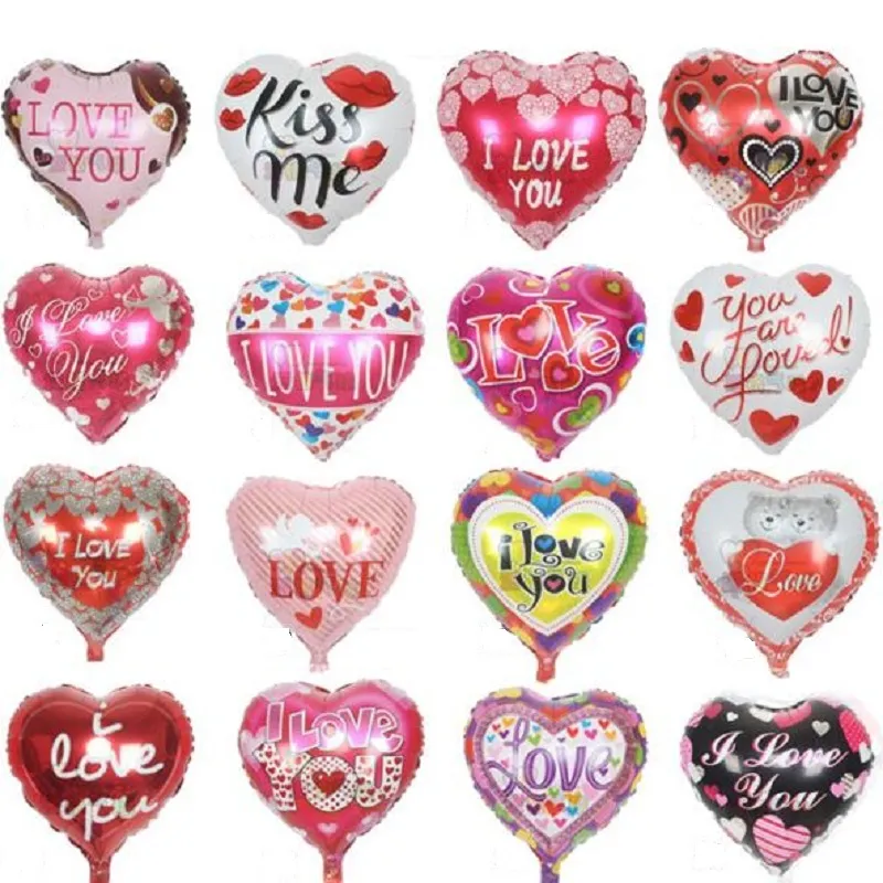 10st / parti 18 '' Jag älskar dig Ballonger Alla hjärtans dag Bröllopsdekorationer Party Supplies Heart Shape Love Fold Balloons Globos