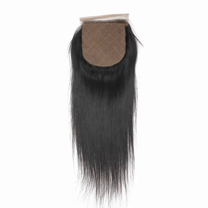 Armure de cheveux humains vierges brésiliens 3 faisceaux avec fermeture en soie 1B trame de cheveux raides doux avec fermetures de base en soie pour femmes noires479424093