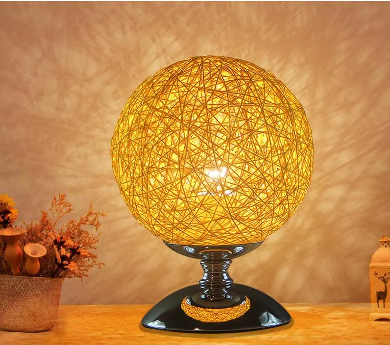 Moderne Art déco LED forme ronde coton abat-jour coloré lampes de Table pour la maison el chambre Decor235G