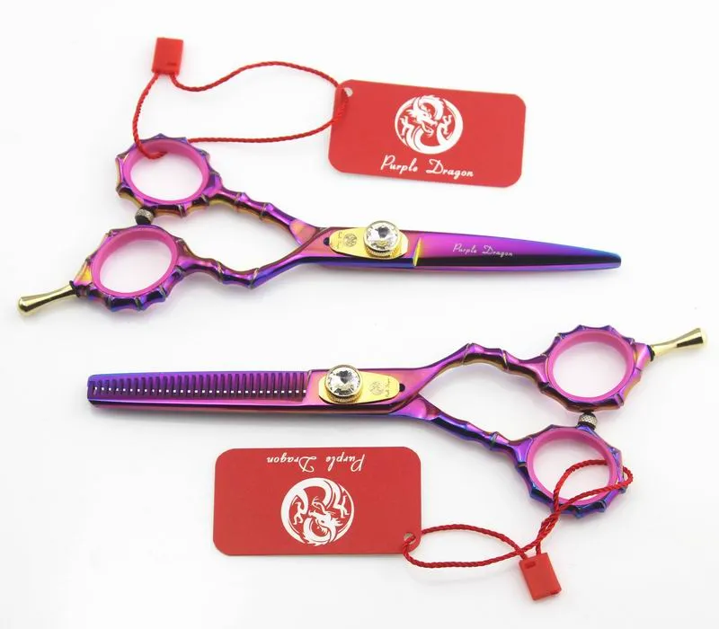 Purple dragon hairdressing cut scissors 5 5 INCH Gem screw cutting or thinning cheap Simple packing NEW281d