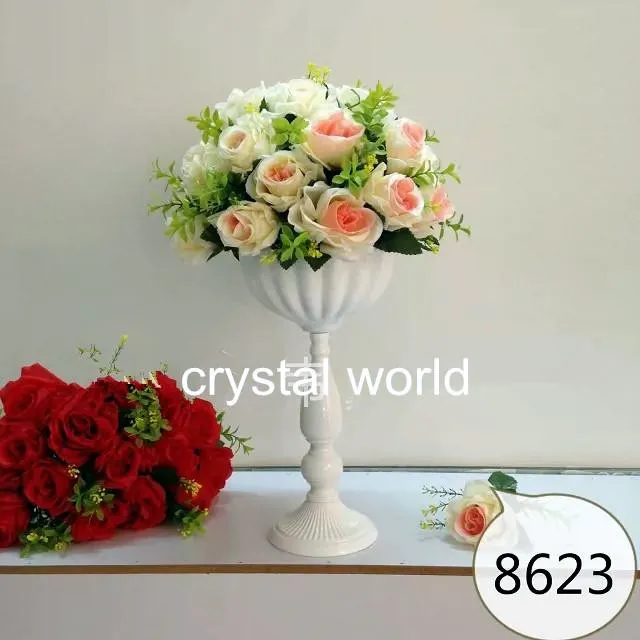 Elegante Mini Silver Crystal Candle Holder Bloem Stands Centerpieces voor 12 Bruiloft Tafelblad Decoratie