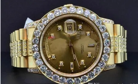 free shippng wholesale Factory Supplier NEW Luxury Top Quality Wristwatch Watch President 18K Yellow Gold Custom Diamond Watch Bezel 39m