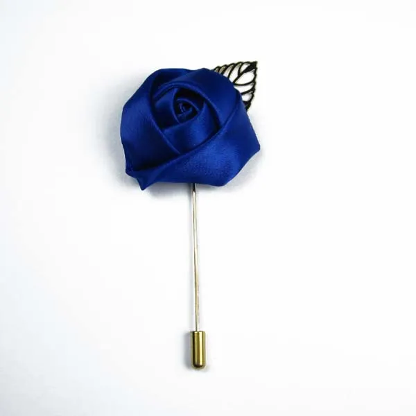 Ücretsiz kargo! 12 ADET / GRUP saten rozetler çiçekler altın sopa işaretçilerine Yaka Çiceği Sticks Broş Pin Giyim Accessoriessory Suits
