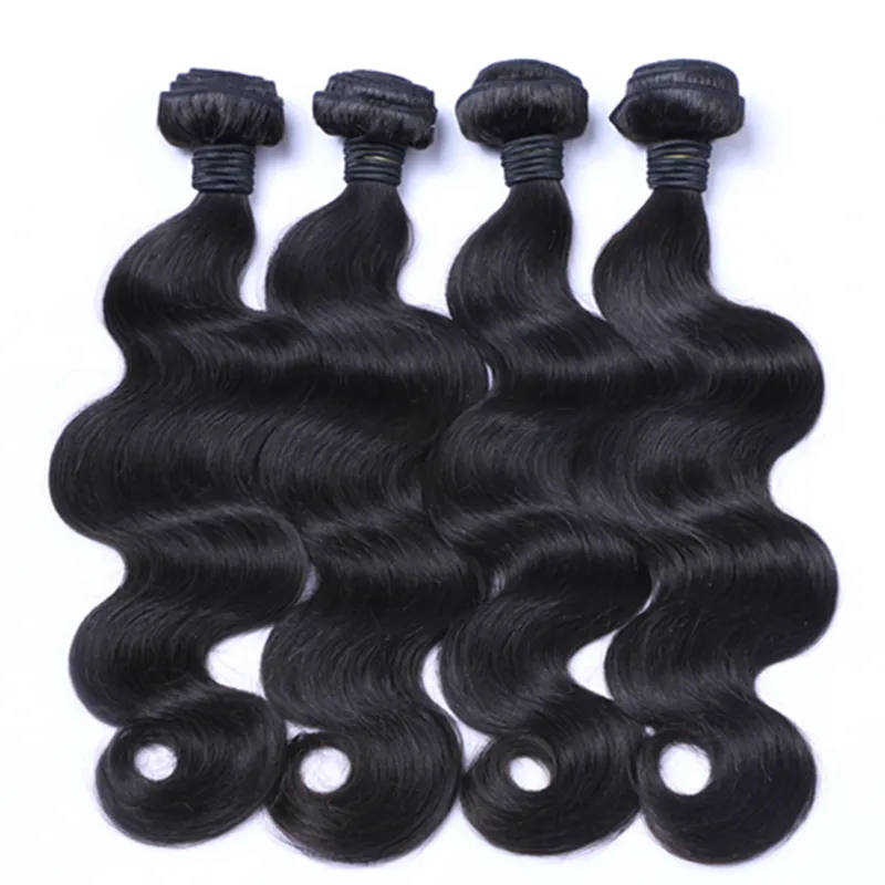 Indian Virgin Hair Body Wave 10A Obehandlad Indisk 4 Bundlar Människans hårförlängning Kroppsvåg Hårväft