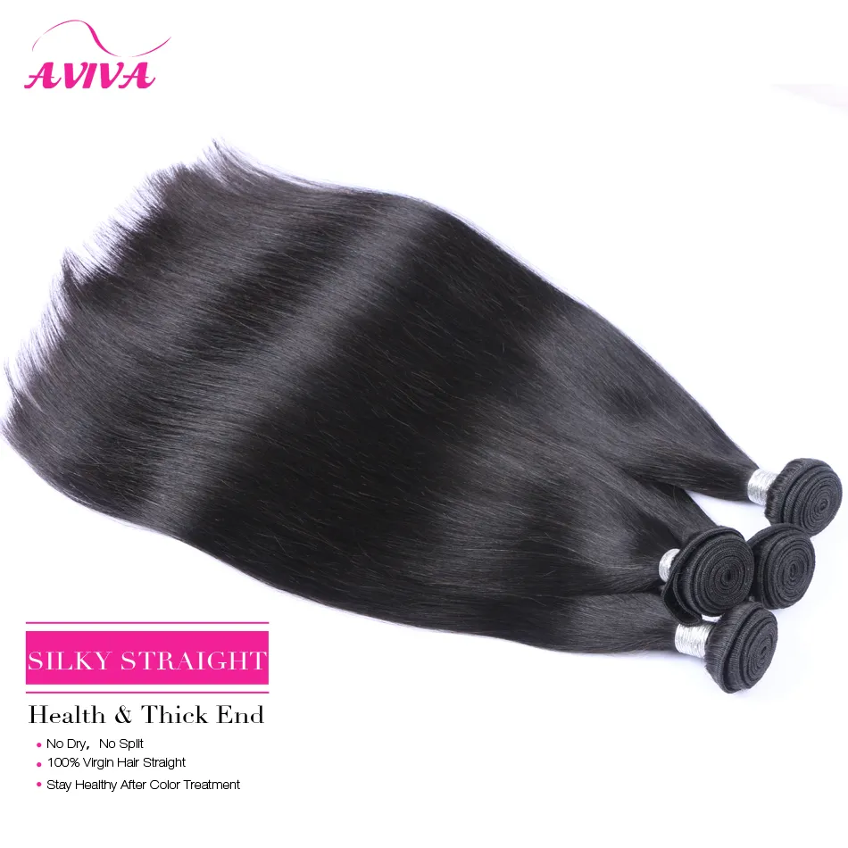 Maleisian Straight Virgin Hair 100% Menselijk Haar Weave Bundels 3/4 / 5 Stks Onverwerkte Maleisische Remy Menselijk Hair Extensions Natural Color Dyable