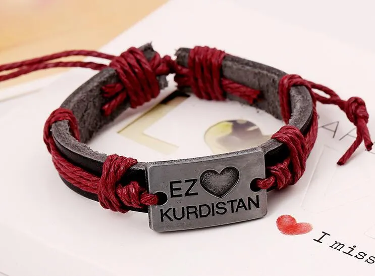 NIEUWE FASHEID MAN VROUW Antieke zilveren koeienhuidarmband 100% koehide armband Koerdistan lederen paar armband 24 stks