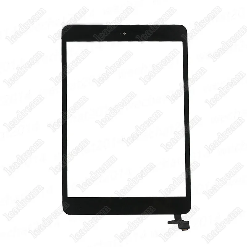 Numériseur de lunettes à écran tactile 50 pièces avec bouton d'accueil du connecteur IC pour iPad Mini noir et blanc