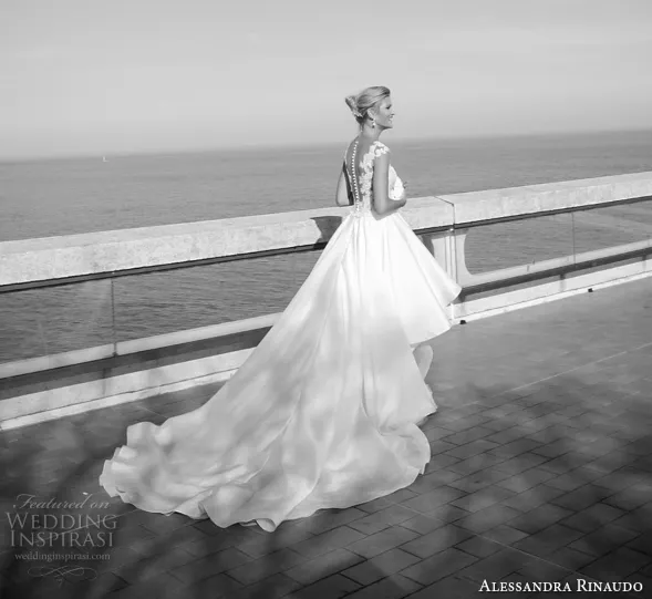 Knielanges Hochzeitskleid mit abnehmbarem Rock, Flügelärmeln, transparentem Ausschnitt, Spitzenapplikation, Satin-Organza, rückenfrei, Strandhochzeits-Brautkleider