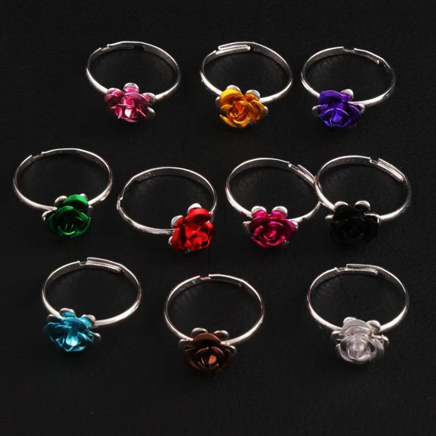 Colorful Little Flower Ring Adjustable Size 100pcs/lot Fresh Band Rings Jewelry DIY NEW R3088/98