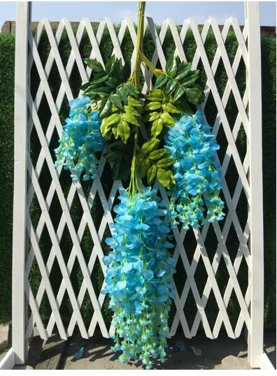 Romántico flores artificiales simulación wisteria vid decoraciones de boda long corta seda planta ramo de ramo jardín de oficina accesorios nupciales